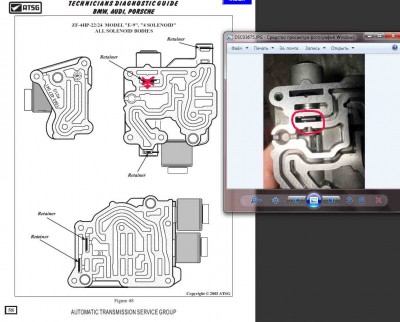 ошибка зачёркнута крестиком, правильное месторасположение ретаинера показано стрелкои и обведено в кружок на фото! (блок соленоида mv5)