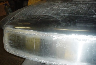 Шов готов. Осталось сточить лишнее