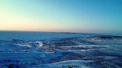 Полуостров Ямал , месторождение Бованенкого , строительство моста (-54*С)))