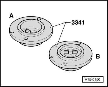 Camshaft locking flange -A- at cylinder bank 5 - 8.<br /><br />Camshaft locking flange -B- at cylinder bank 1 - 4.